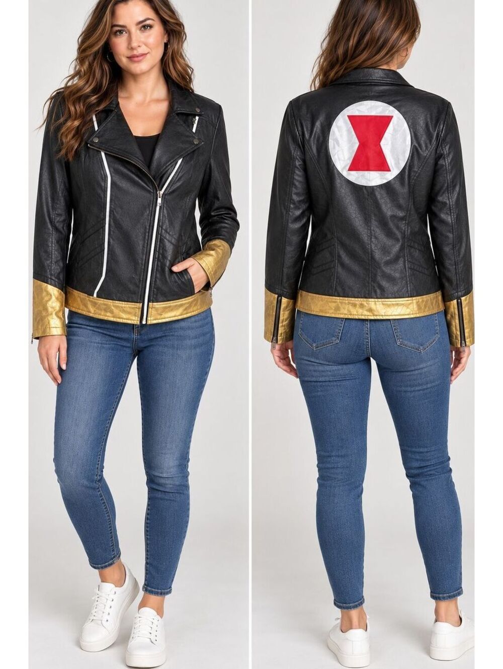 Marvel Black Widow Her Universe Faux Leather Moto Jacket Women's 2X 2XL